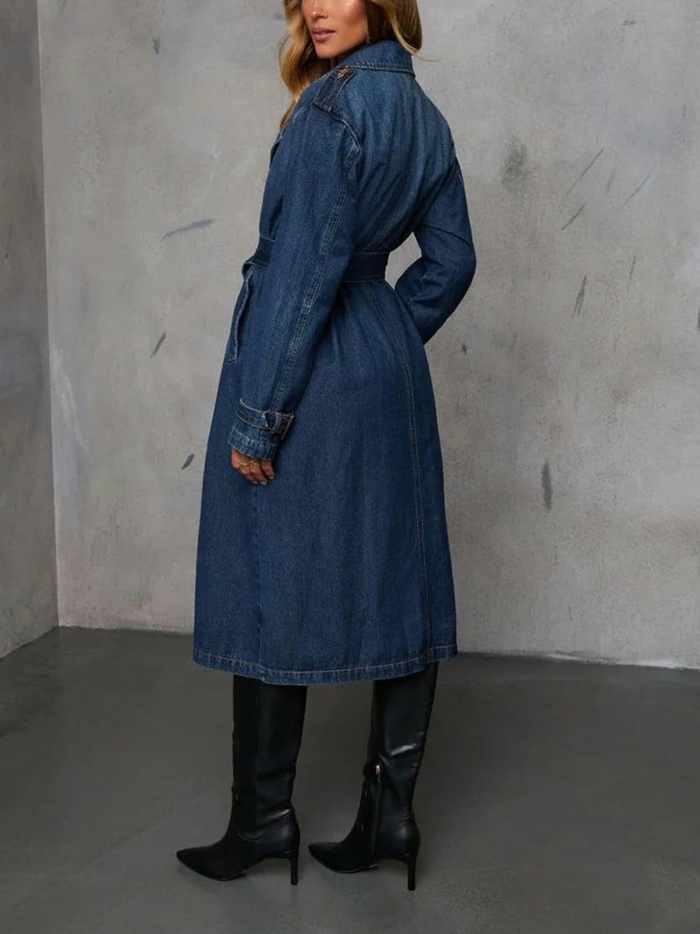 Denim belted Trench Jean jacket/ Coat - XS - Picture 6 of 12